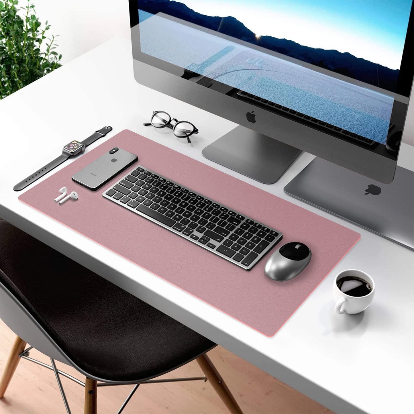 Double-Sided PU Leather Desk Pad - Non-Slip Large Mouse Pad & Desk Mat for Office, Home - Waterproof, Easy to Clean, Durable Dual-Sided Surface (23.6"X13.7", Purple)